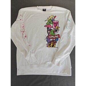 Genuine Authentic Garments Sweatshirt Men's 2XL White Graphic Crewneck Streetwea